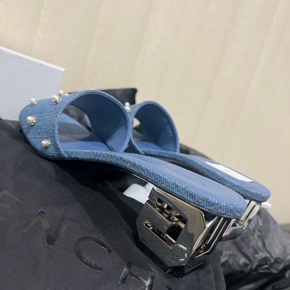 NEW Givenchy Denim G-Cube G logo kitten heel mules - Picture 15 of 16